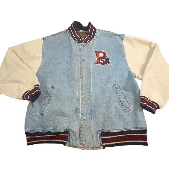 Vintage Bum Equipment Jacket Men's Varsity Bomber Denim Letterman Size L